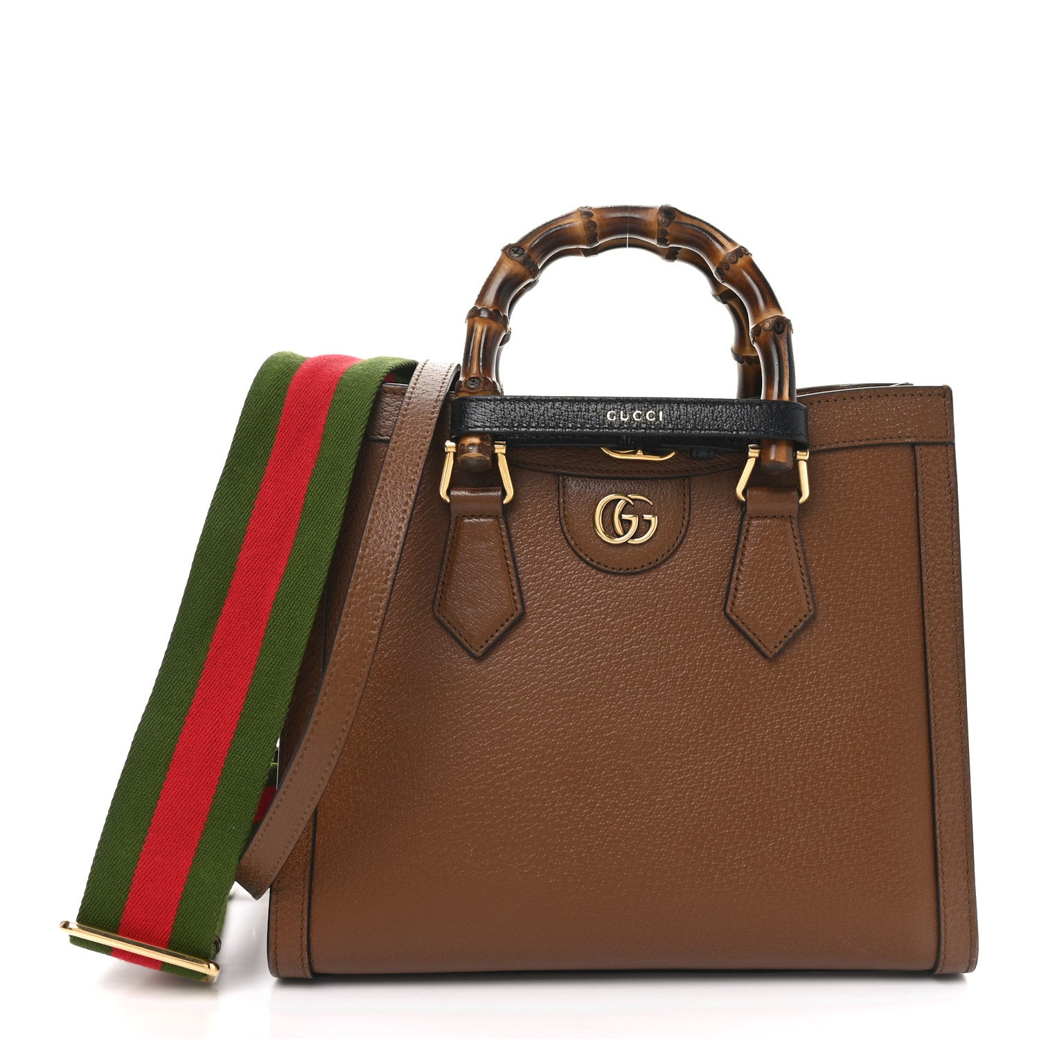 Gucci Textured Dollar Calfskin Web Small Diana Tote Bag Cuir Black 1 of 10