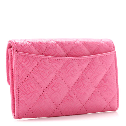 Chanel Caviar Quilted Flap Card Holder Wallet Pink 3 of 8