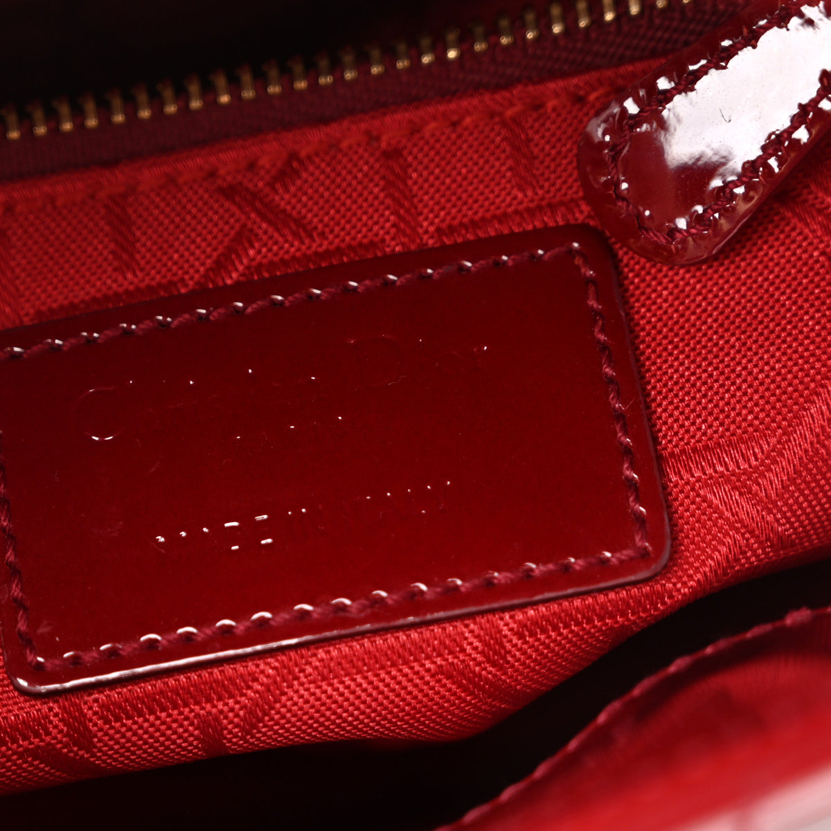 Patent Cannage Mini Lady Dior Red