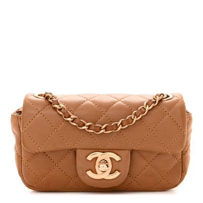 Chanel Lambskin Quilted Extra Mini Rectangular Flap Brown 1 of 10