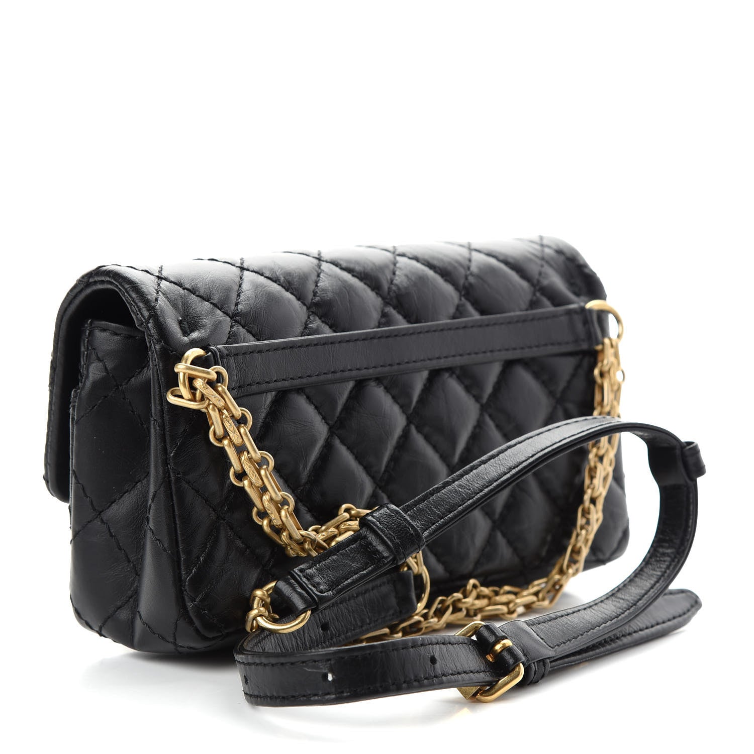 Chanel Aged Calfskin Quilted 2.55 Reissue Chain Waist Bag Black 3 of 9