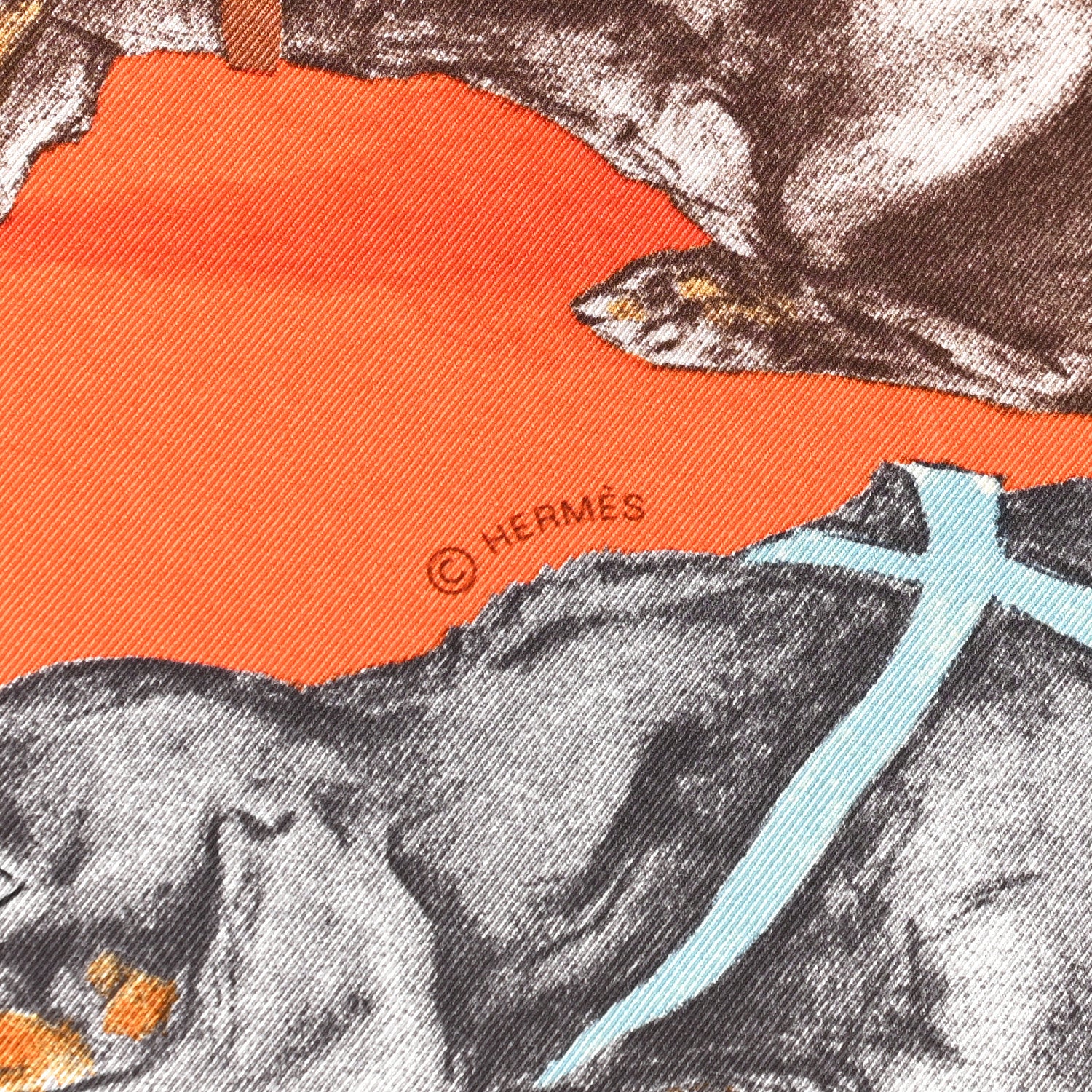 Hermes Silk Les Bassets Scarf 70 Orange Sepia Tabac 3 of 4