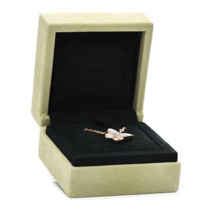 Van Cleef & Arpels 18K Rose Gold Diamond Mother of Pearl Two Butterfly Pendant Necklace 6 of 6
