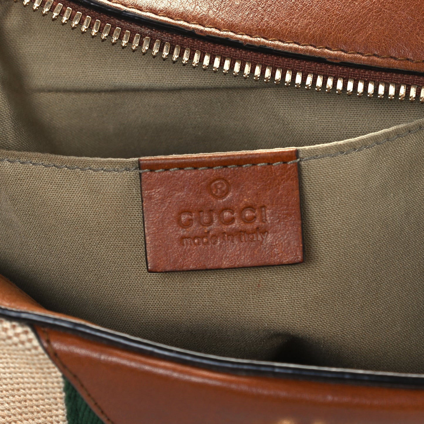 Vintage Canvas Web Shoulder Bag Sand Cuir