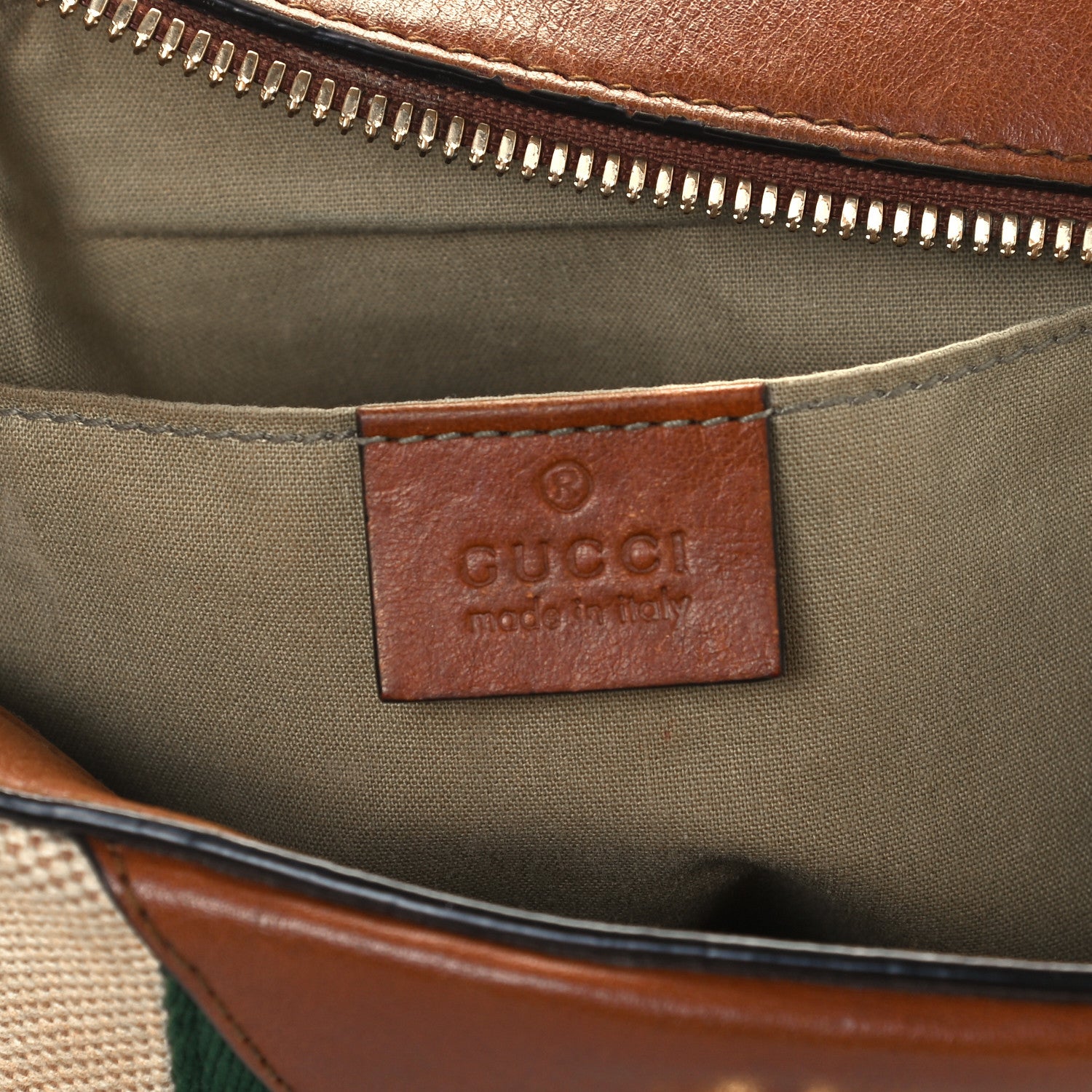 Gucci Vintage Canvas Web Shoulder Bag Sand Cuir 5 of 10