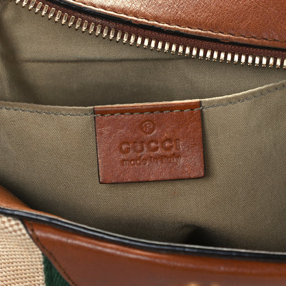 Gucci Vintage Canvas Web Shoulder Bag Sand Cuir 5 of 10