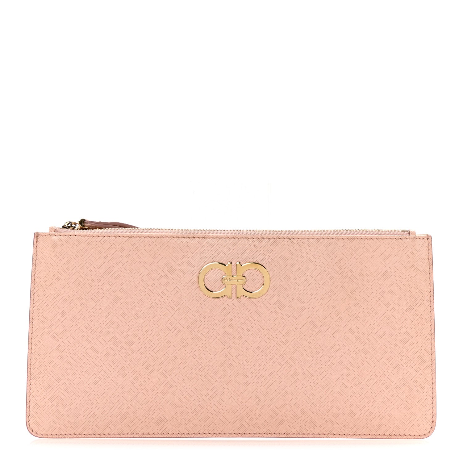 Salvatore Ferragamo Pebble Calfskin Gancini Zip Wristlet Bonbon 1 of 7