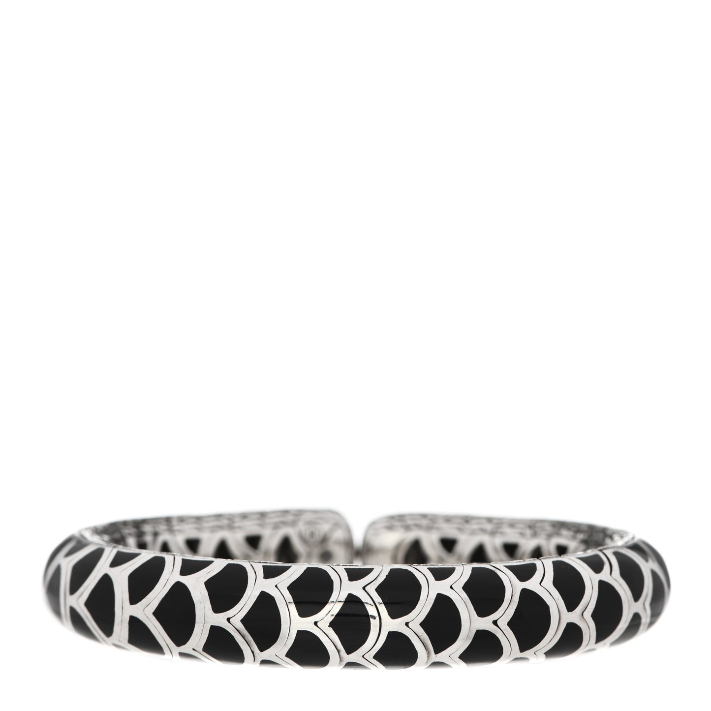 Sterling Silver Enamel Slim Flex Naga Cuff Bracelet Black
