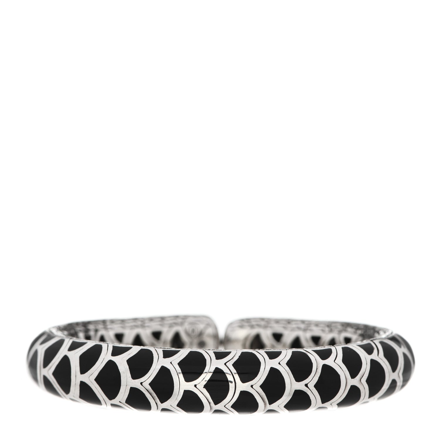 John Hardy Sterling Silver Enamel Slim Flex Naga Cuff Bracelet Black 2 of 3