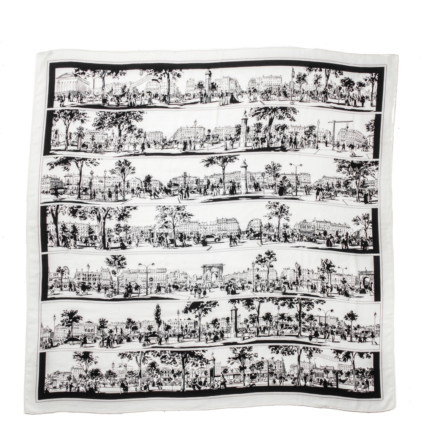 Cashmere Silk A l'Ombre des Boulevards Shawl 140 White Black