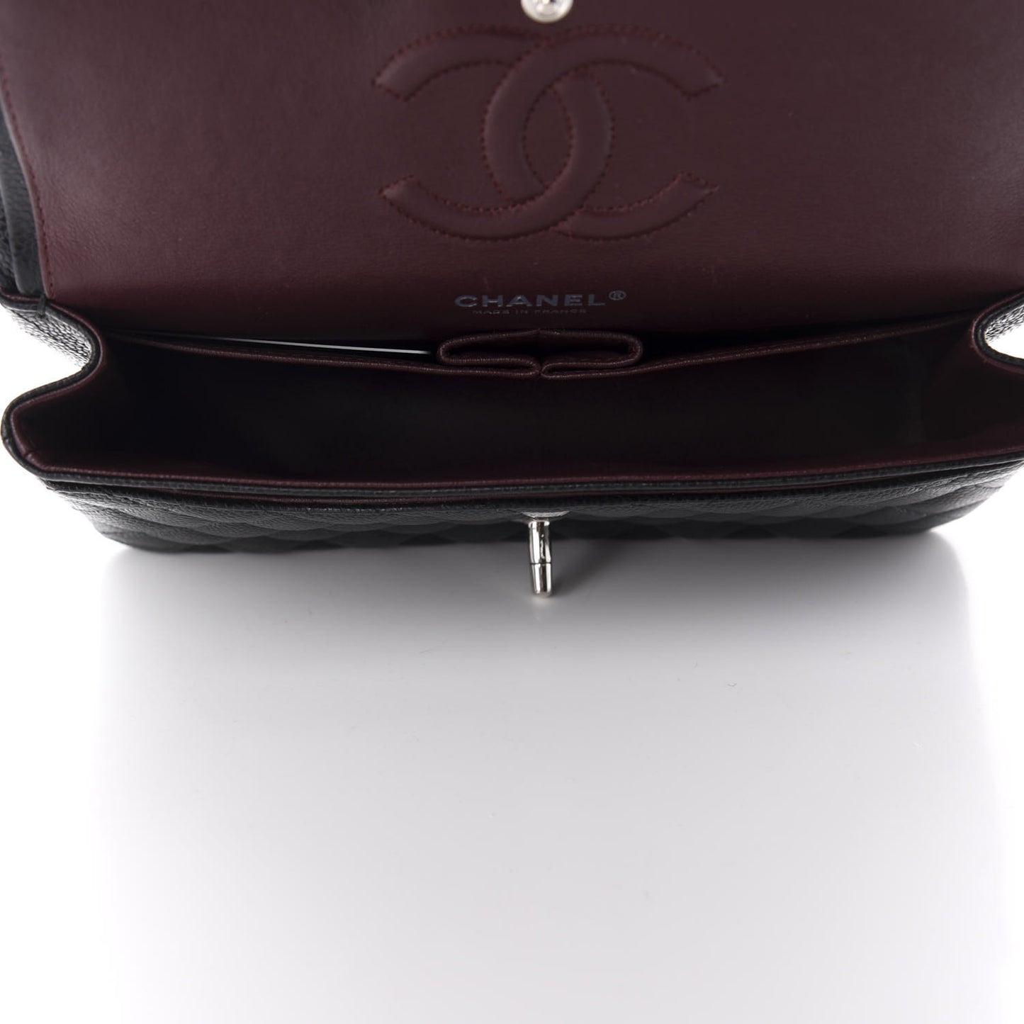 Caviar Quilted Medium Double Flap Black
