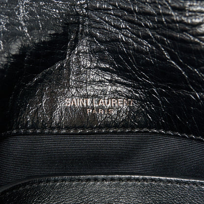 Saint Laurent Crinkled Calfskin Matelasse Monogram Baby Niki Chain Satchel Black 7 of 11