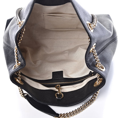 Gucci Pebbled Calfskin Medium Soho Chain Shoulder Bag Black 5 of 9