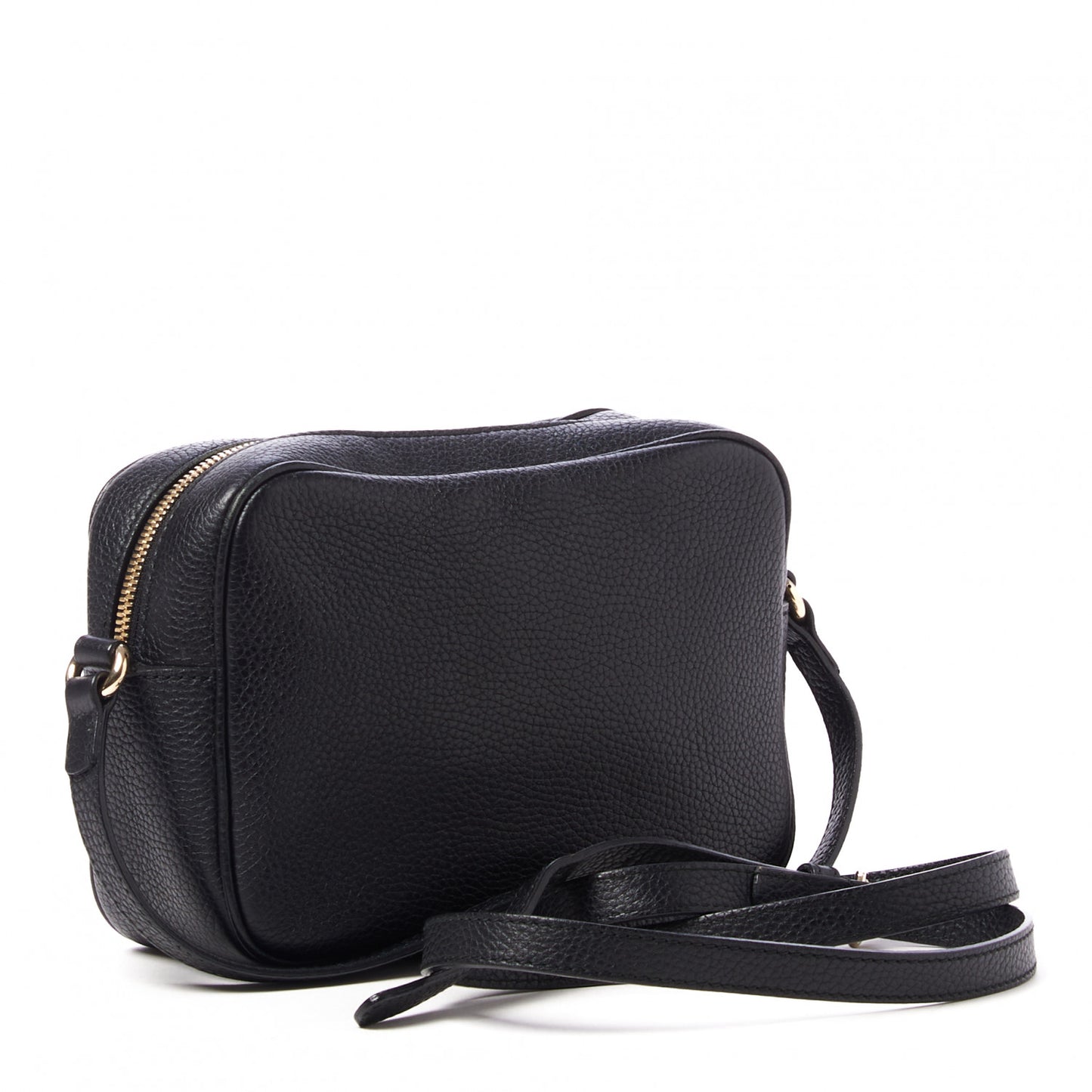Pebbled Calfskin Small Soho Disco Bag Black