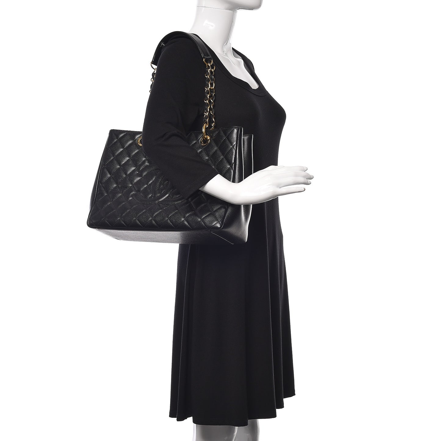 Caviar Quilted Grand Shopping Tote GST Black