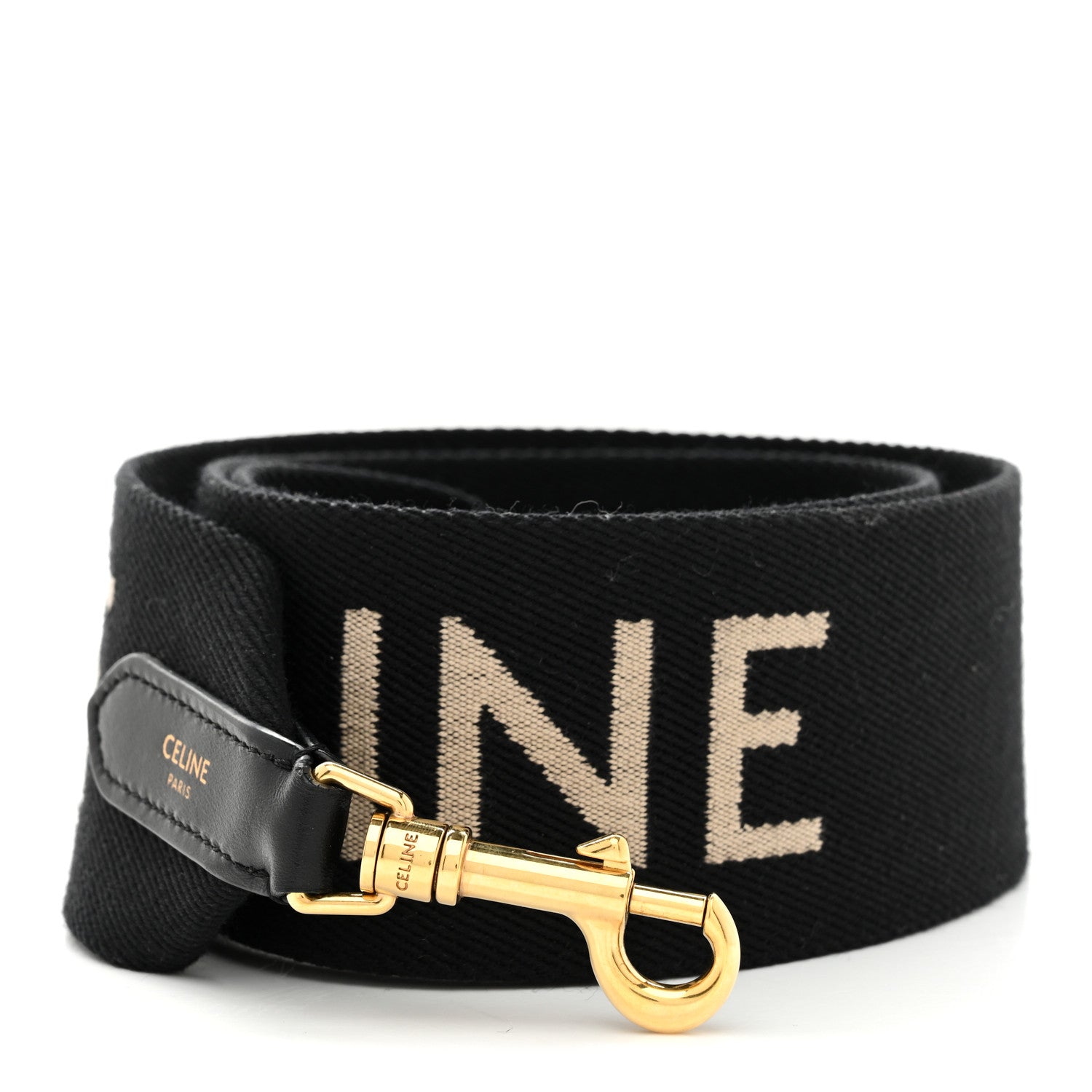 Celine Jacquard Wool Logo Short Strap Black Beige 1 of 5
