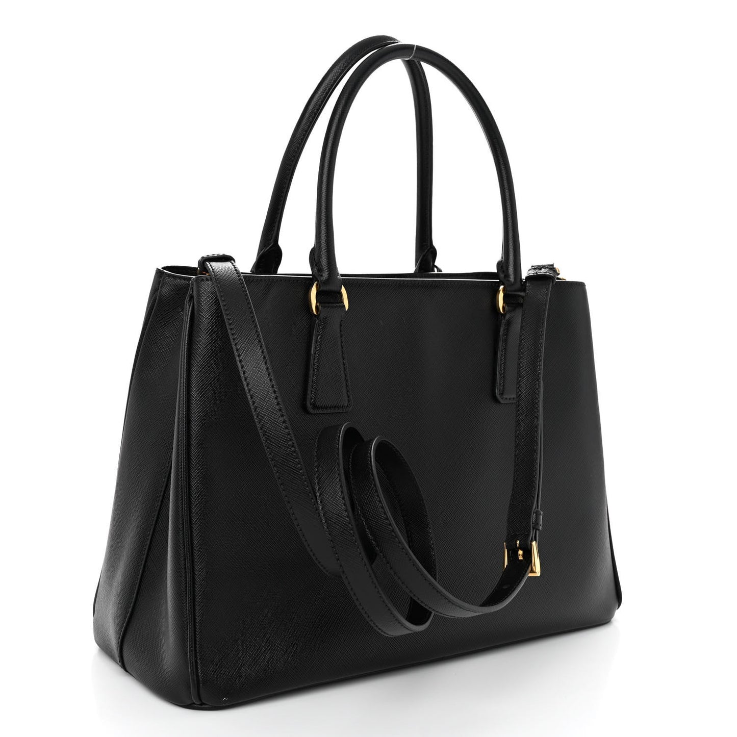 Saffiano Medium Galleria Double Zip Tote Black
