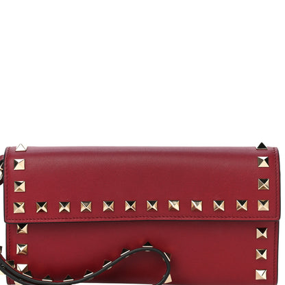 Valentino Garavani Vitello Rockstud Wristlet Travel Wallet Rubino 6 of 14