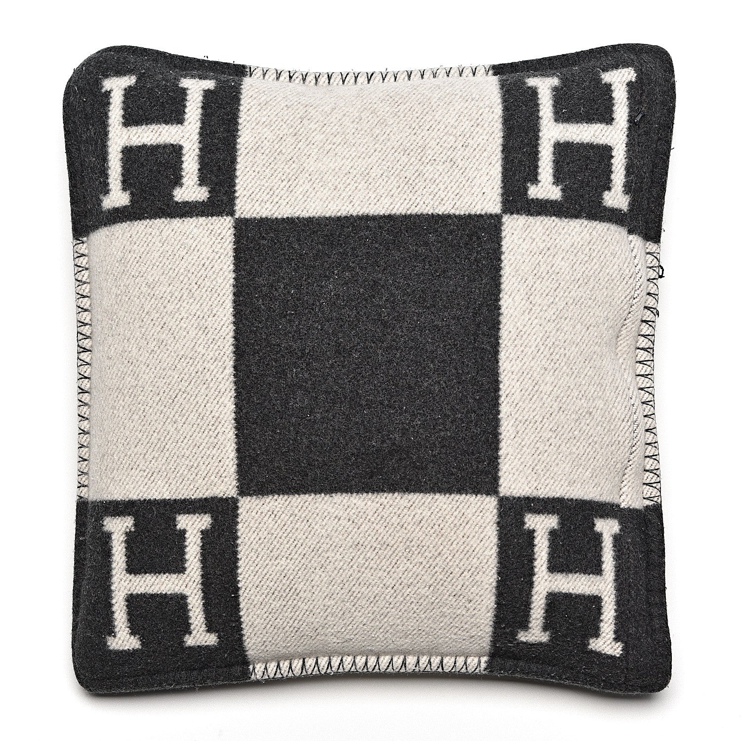 Hermes Wool Cashmere Avalon Pillow PM Ecru Gris Fonce 3 of 5