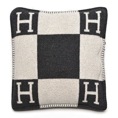 Hermes Wool Cashmere Avalon Pillow PM Ecru Gris Fonce 3 of 5