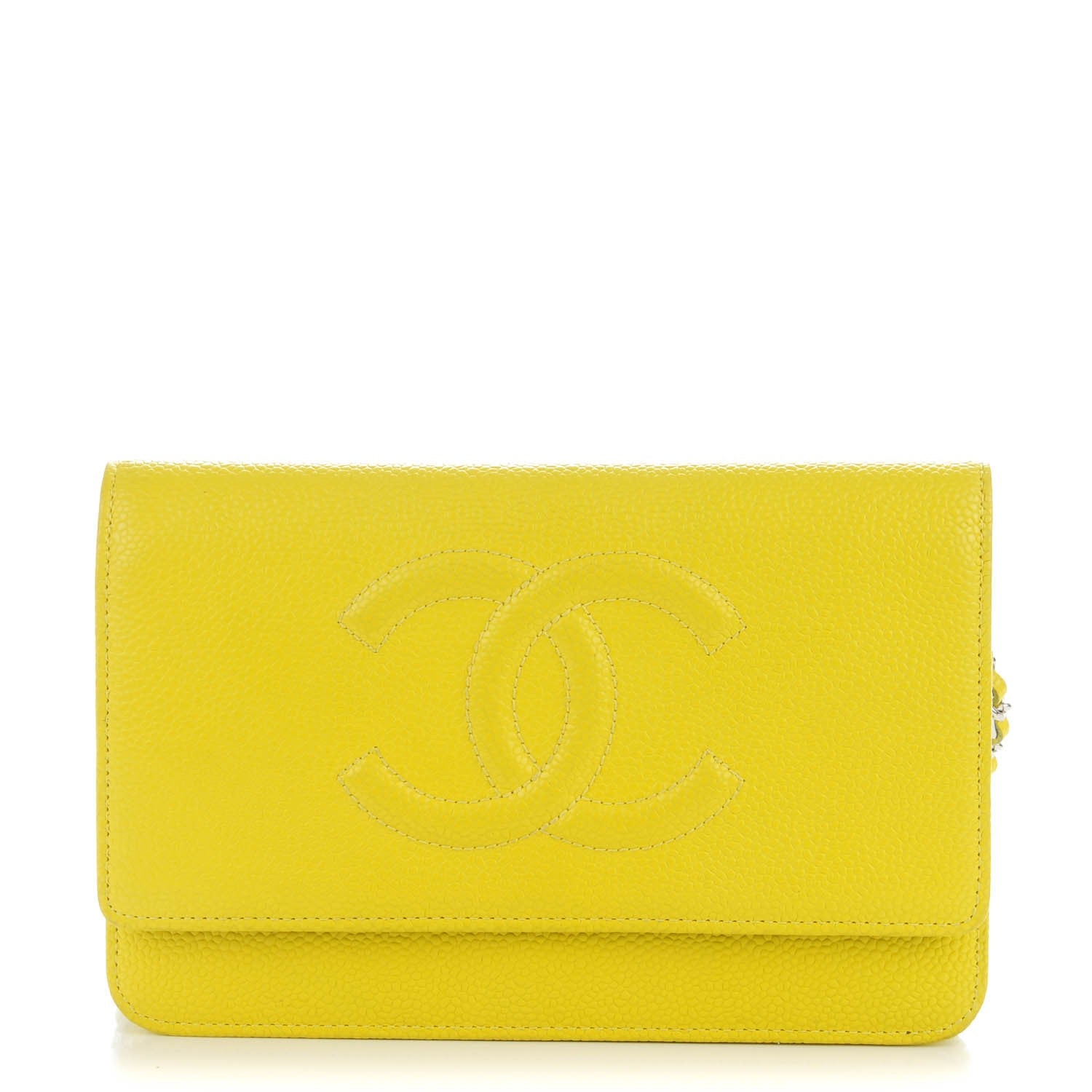 Chanel Caviar Timeless Wallet on Chain WOC Yellow 1 of 8