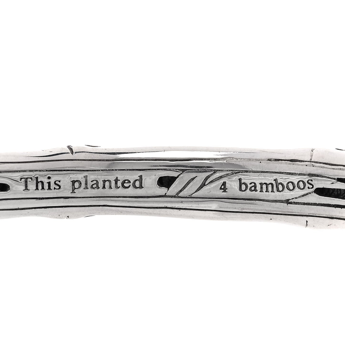 Sterling Silver White Sapphire Bamboo Kick Cuff Bracelet