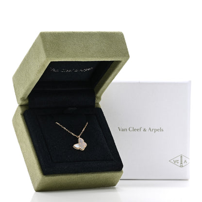 Van Cleef & Arpels 18K Yellow Gold Mother of Pearl Sweet Alhambra Butterfly Pendant Necklace 6 of 6