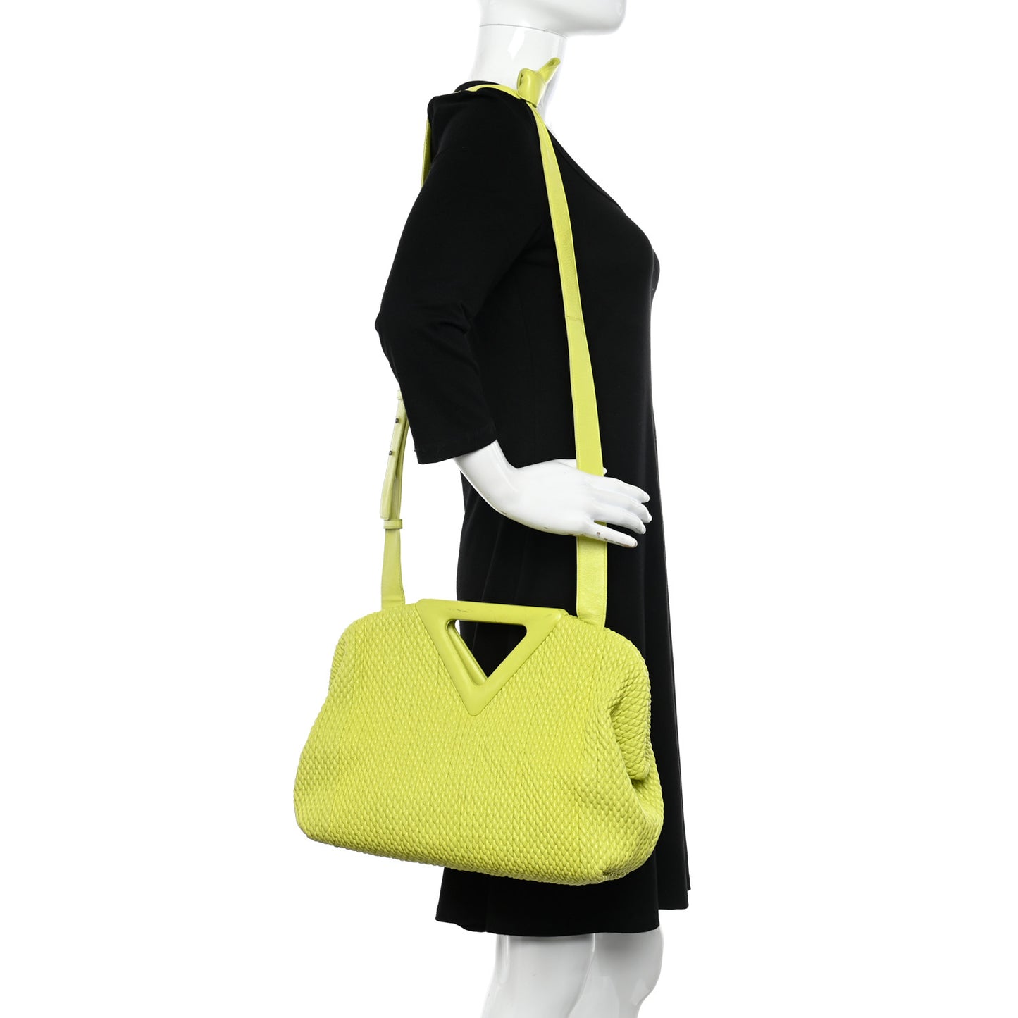 Lambskin Knit Large The Point Triangle Bag Seagrass