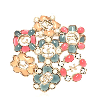 Chanel Resin Gripoix Poured Glass Pearl CC Brooch Multicolor 1 of 5
