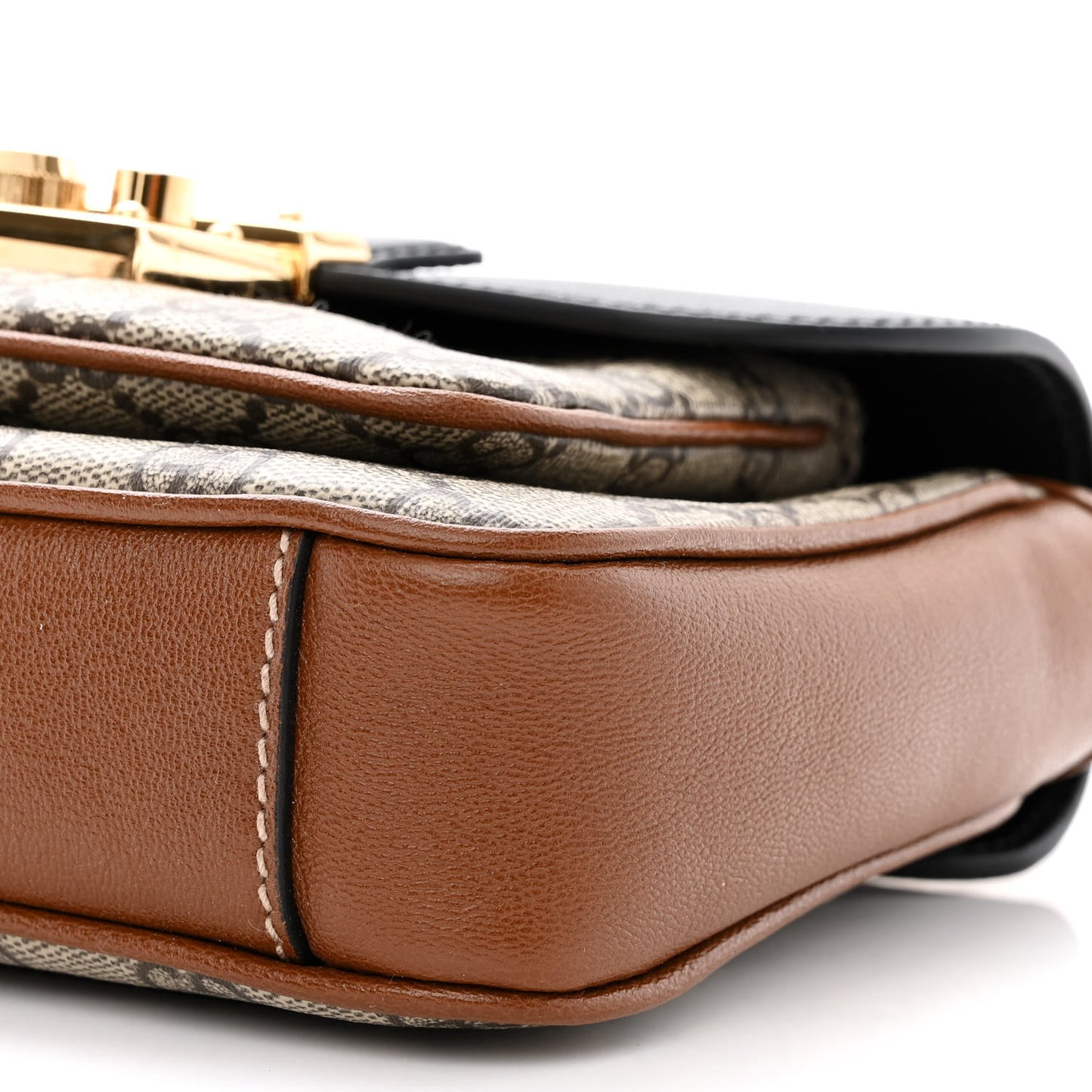 GG Supreme Monogram New Sakai Lux Calfskin Mini Padlock Flap Pocket Shoulder Bag Beige Ebony Black Cuir