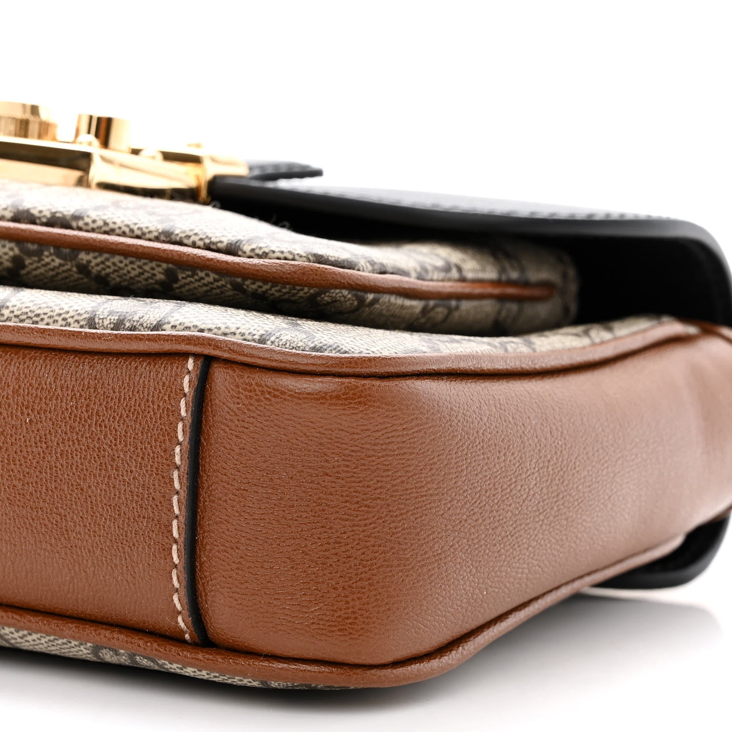 Gucci GG Supreme Monogram New Sakai Lux Calfskin Mini Padlock Flap Pocket Shoulder Bag Beige Ebony Black Cuir 10 of 10