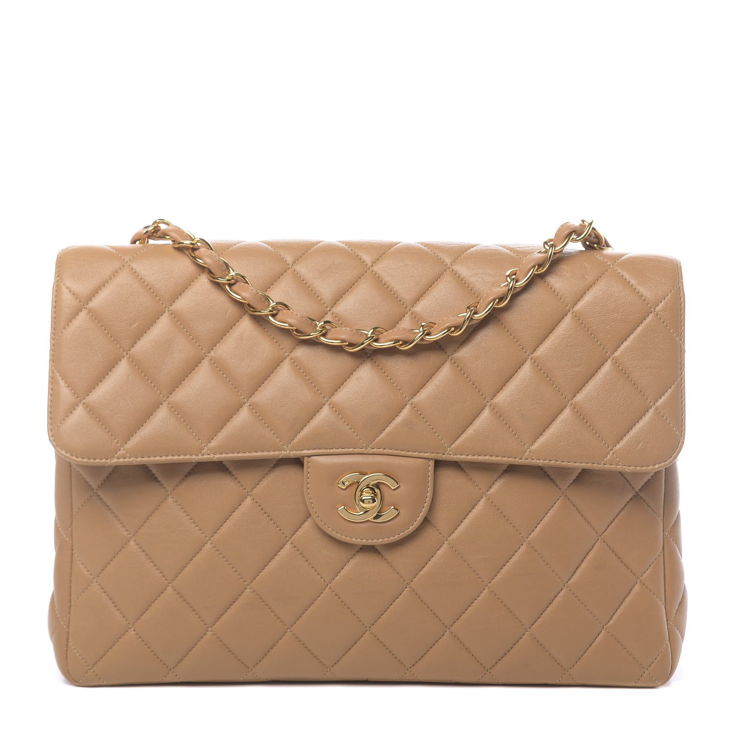 Chanel Lambskin Quilted Maxi Single Flap Beige 1 of 13