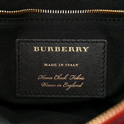 Burberry Grainy Calfskin House Check Medium Banner Tote Red 8 of 15