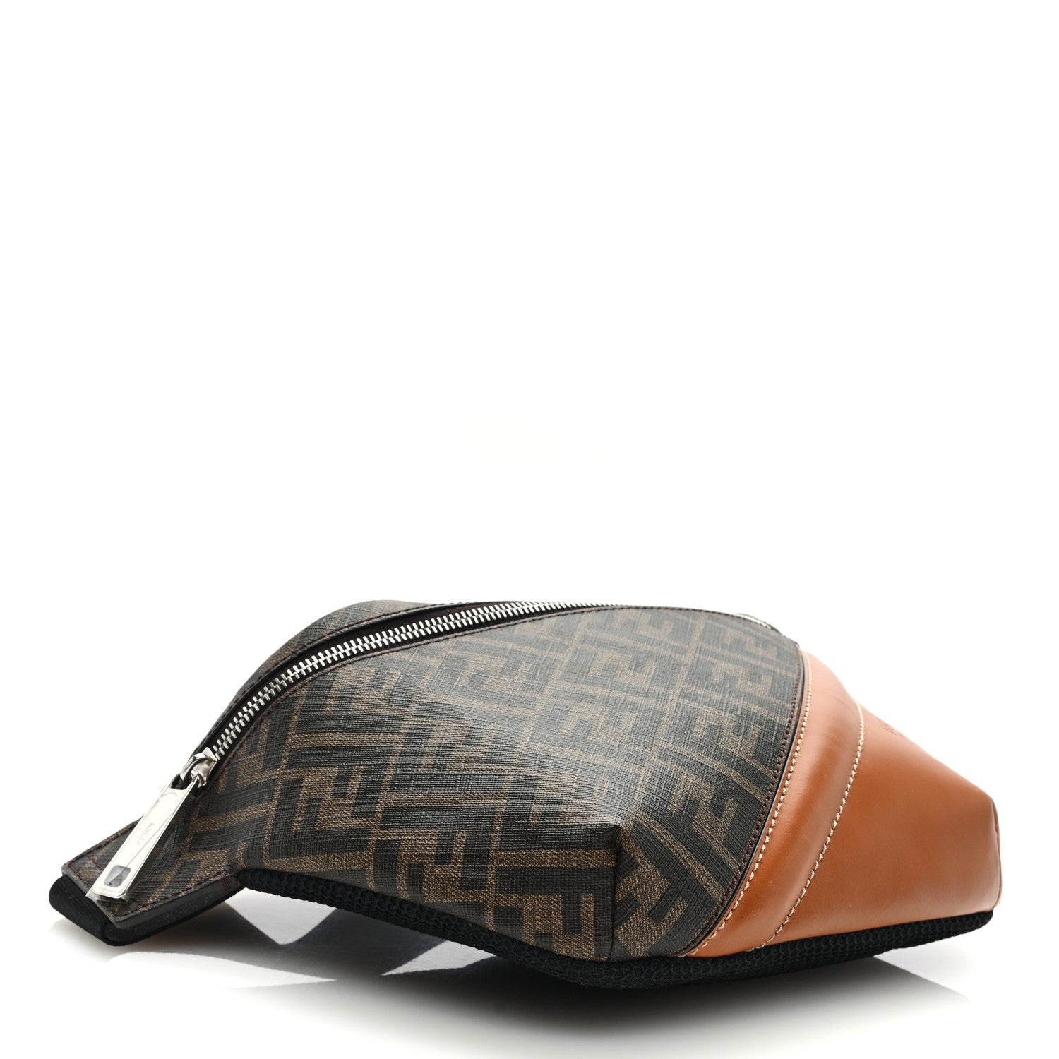 Fendi Glazed Fabric Vitello King FF 1974 Diagonal Belt Bag Tobacco Moro Cuoio 4 of 8