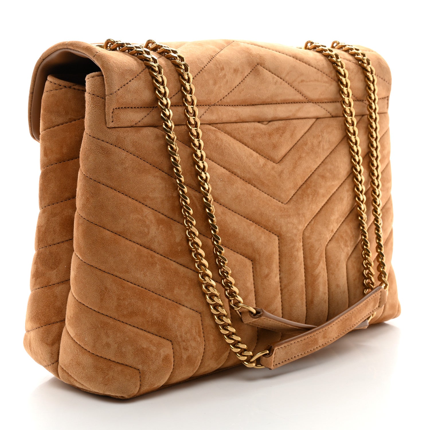 Saint Laurent Suede Shearling Patchwork Monogram Medium Jamie Brown Beige 3 of 11