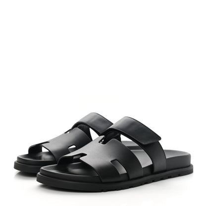 Hermes Calfskin Mens Chypre Sandals 41.5 Black 3 of 9