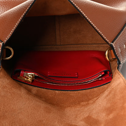 Valentino Garavani Pebbled Calfskin Small VRing Shoulder Bag Saddle Brown 4 of 7