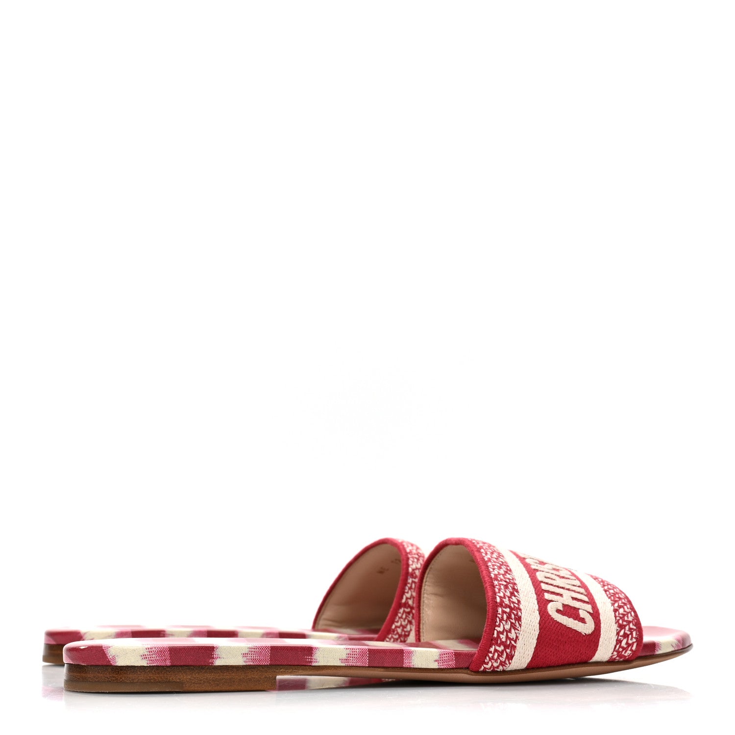 Christian Dior Canvas Embroidered Dway Mules Slide Sandals 38.5 Poppy Red 4 of 10