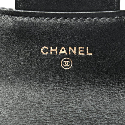 Chanel Sheepskin Chevron Quilted Reissue Card Holder Wallet Black 6 of 7