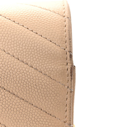 Saint Laurent Grain De Poudre Matelasse Chevron Monogram Chain Wallet Dark Beige 17 of 18