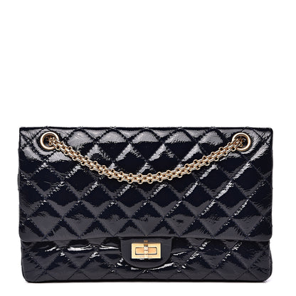Chanel Distressed Patent Quilted 2.55 Reissue 226 Flap Navy 1 of 14
