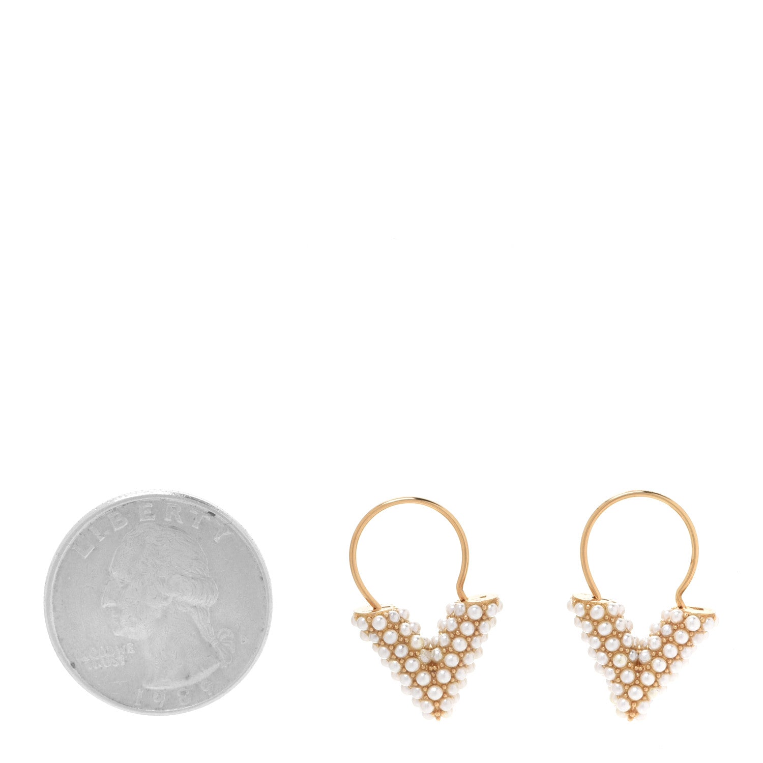 Louis Vuitton Brass Essential V Hoop Earrings Gold 2 of 4