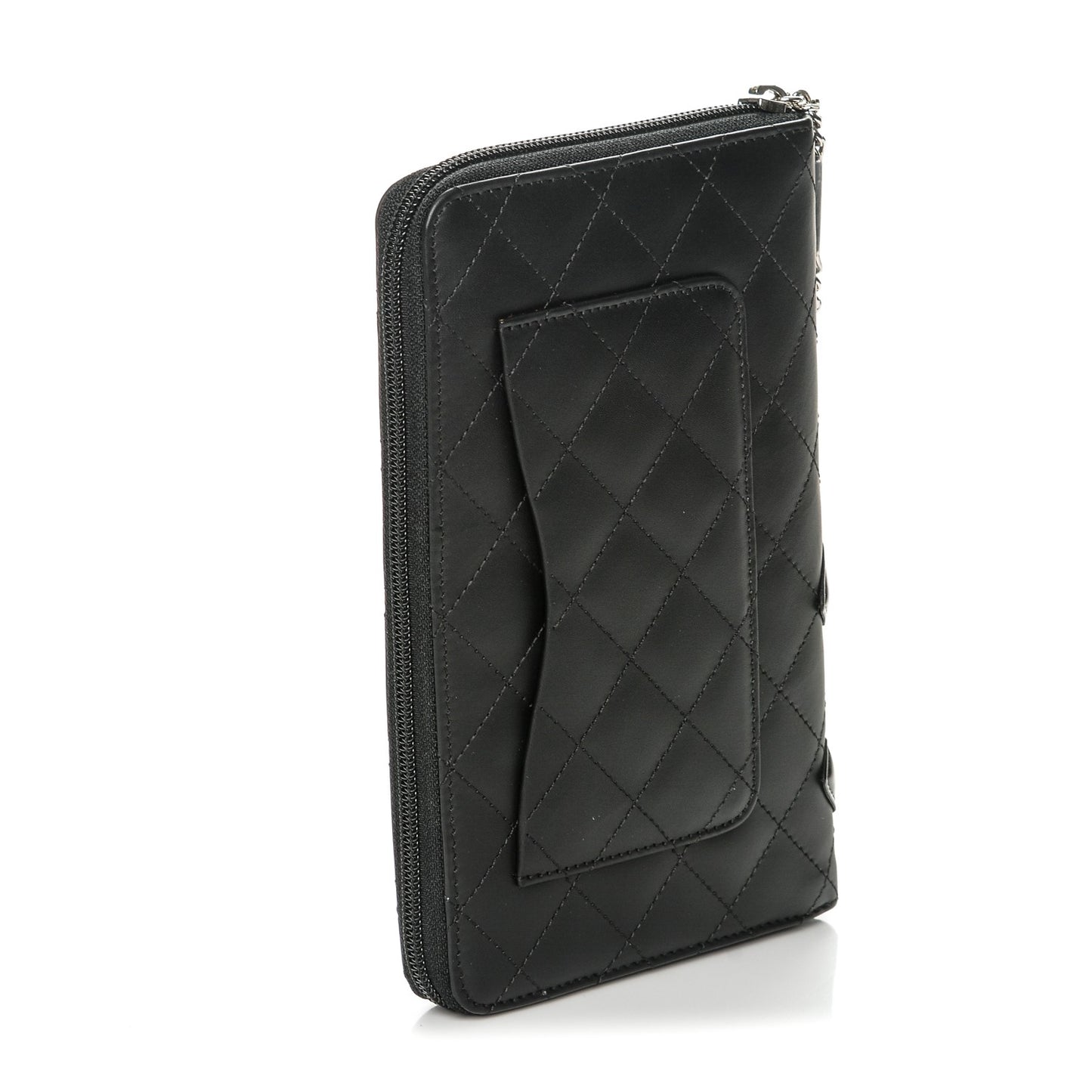 Calfskin Cambon Zip Around Organizer Wallet Black