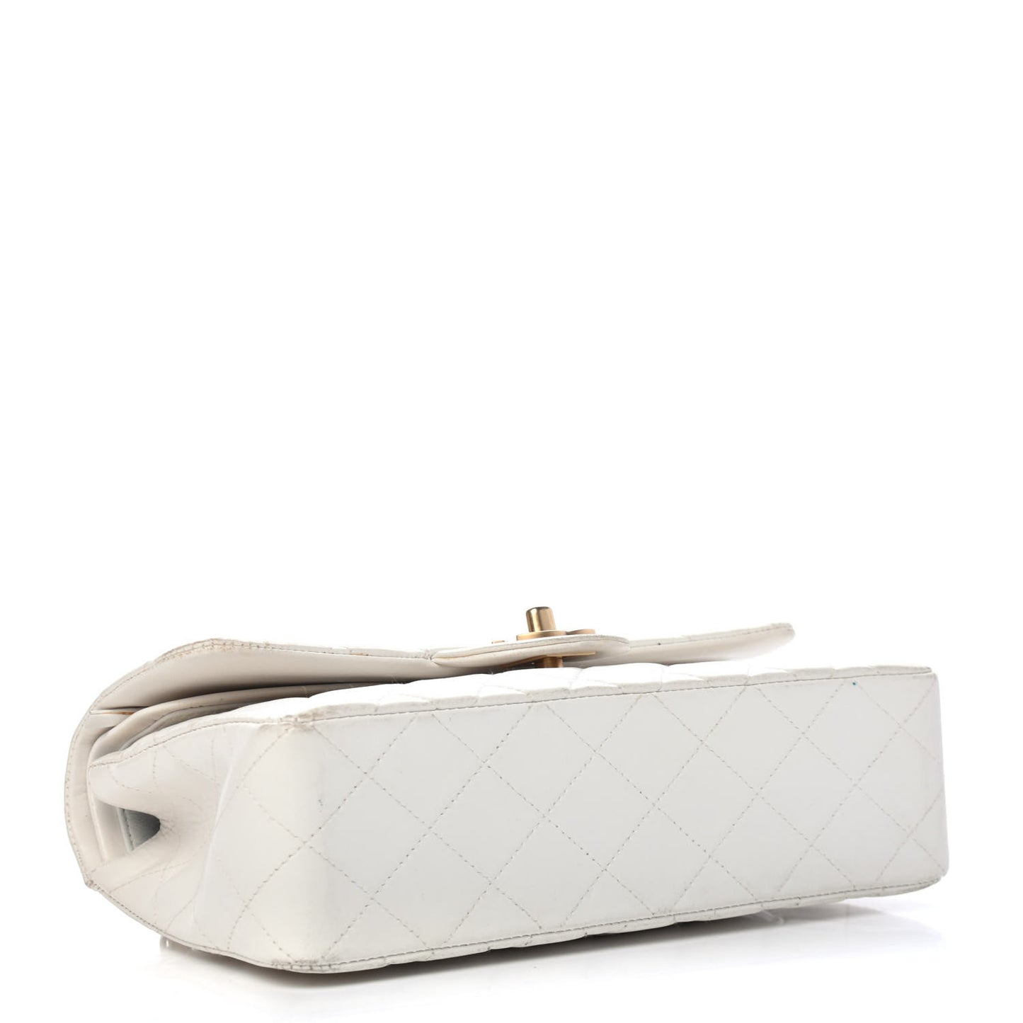 Lambskin Quilted Small Double Flap White