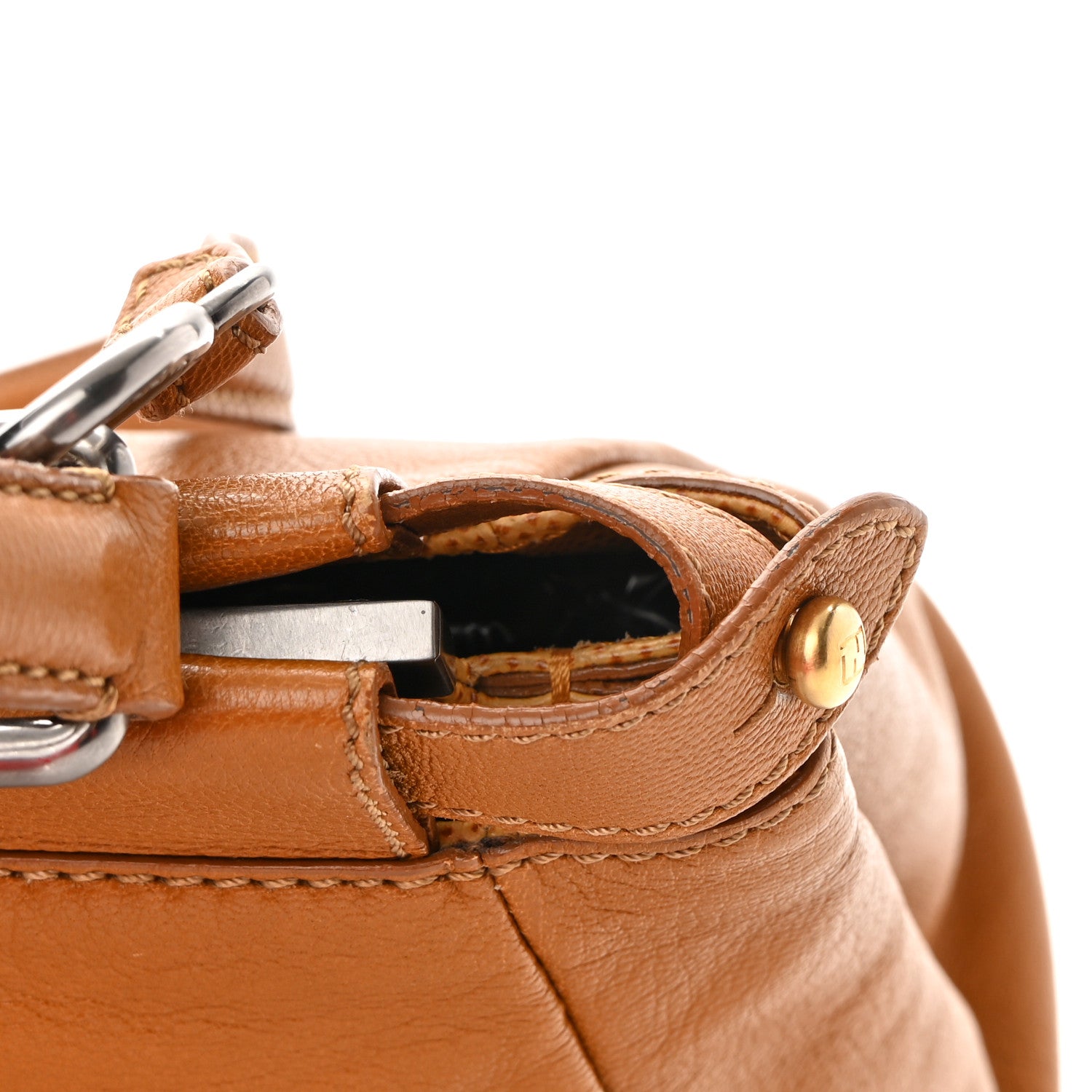 Fendi Goatskin Medium Peekaboo Iconic Satchel Camel 18 of 20
