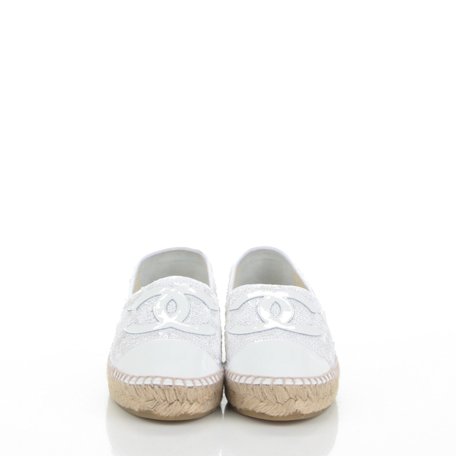 Chanel Patent Sequin CC Espadrilles 36 White 2 of 8