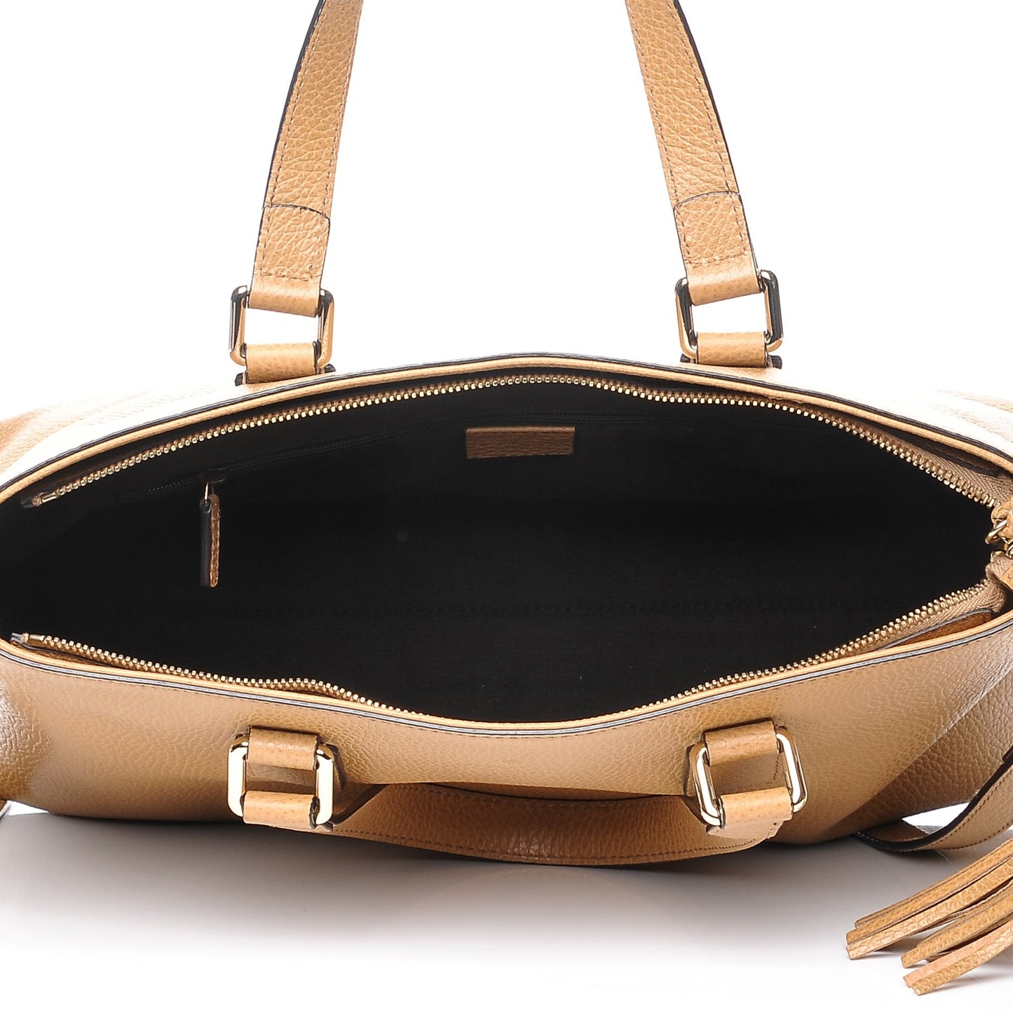 Calfskin Bamboo Tassel Top Handle Tote Whiskey