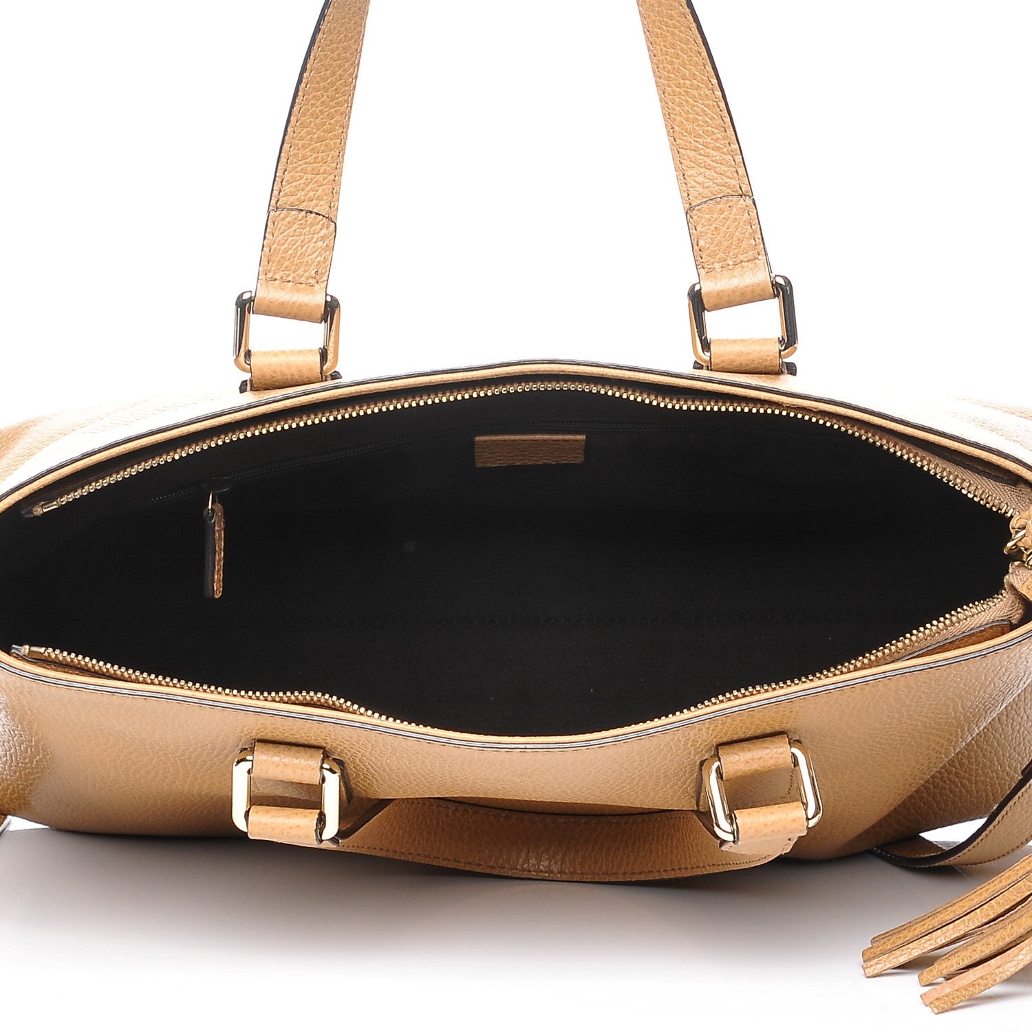Gucci Calfskin Bamboo Tassel Top Handle Tote Whiskey 5 of 10