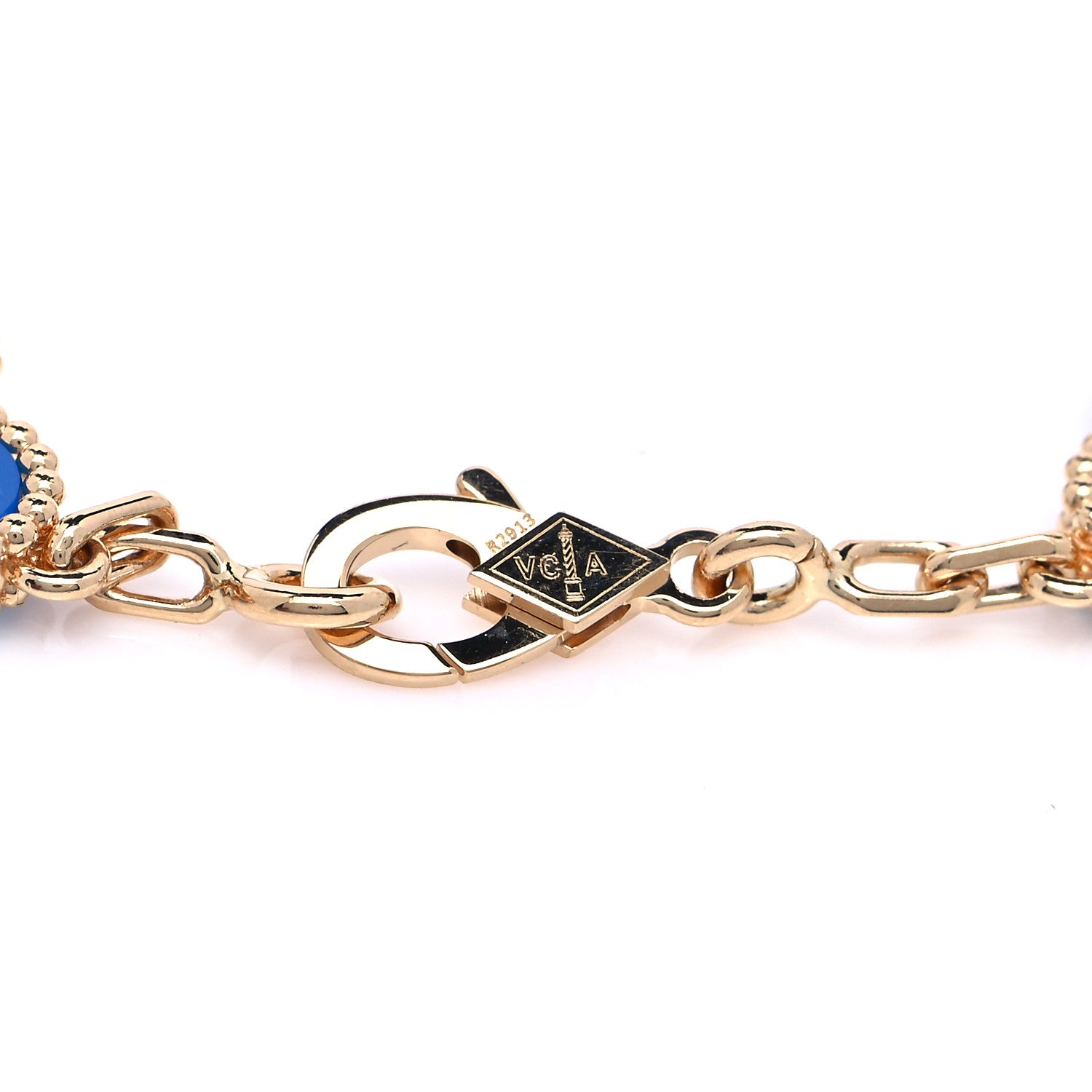 Van Cleef & Arpels 18K Yellow Gold Blue Agate 5 Motifs Vintage Alhambra Bracelet 7 of 16
