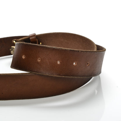 Gucci Calfskin Brass Feline Buckle Belt 110 44 Brown 5 of 7
